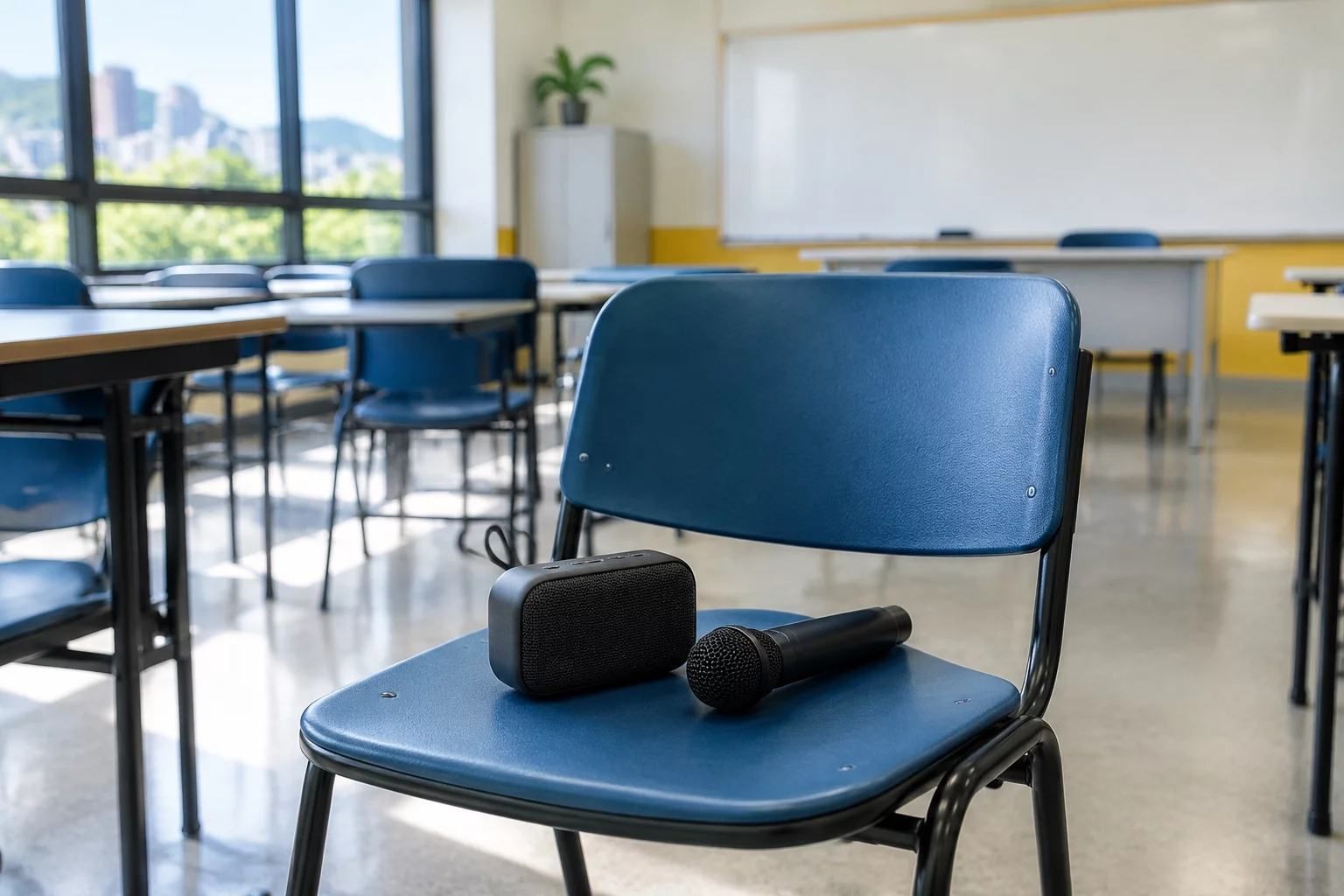 Microfone da aula de voz e dicção